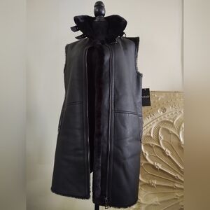 NWt Ralph Lauren ◼️Black Faux-Shearling VesT CoaT~